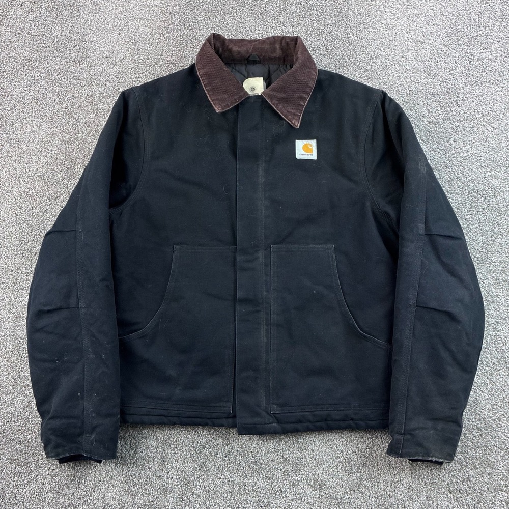 Vintage Carhartt Jacket Mens 42 Tall Black Arctic Detroit Quilted Canvas J02 BLK